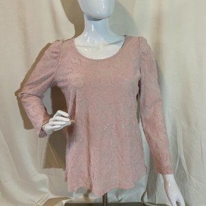LOFT NWT L/S Dusty Rose Puff Sleeve Tee